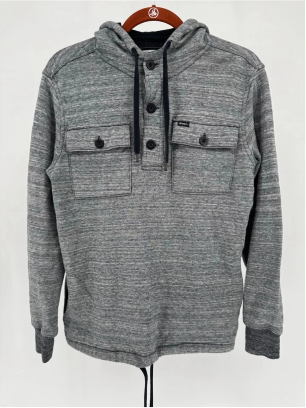 RVCA Men's Gray Black Hoodie Sweatshirt S